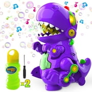 WisToyz Bubble Machine, Walk & Stand Dinosaur Bubble Blower with Music and Lights for Kids