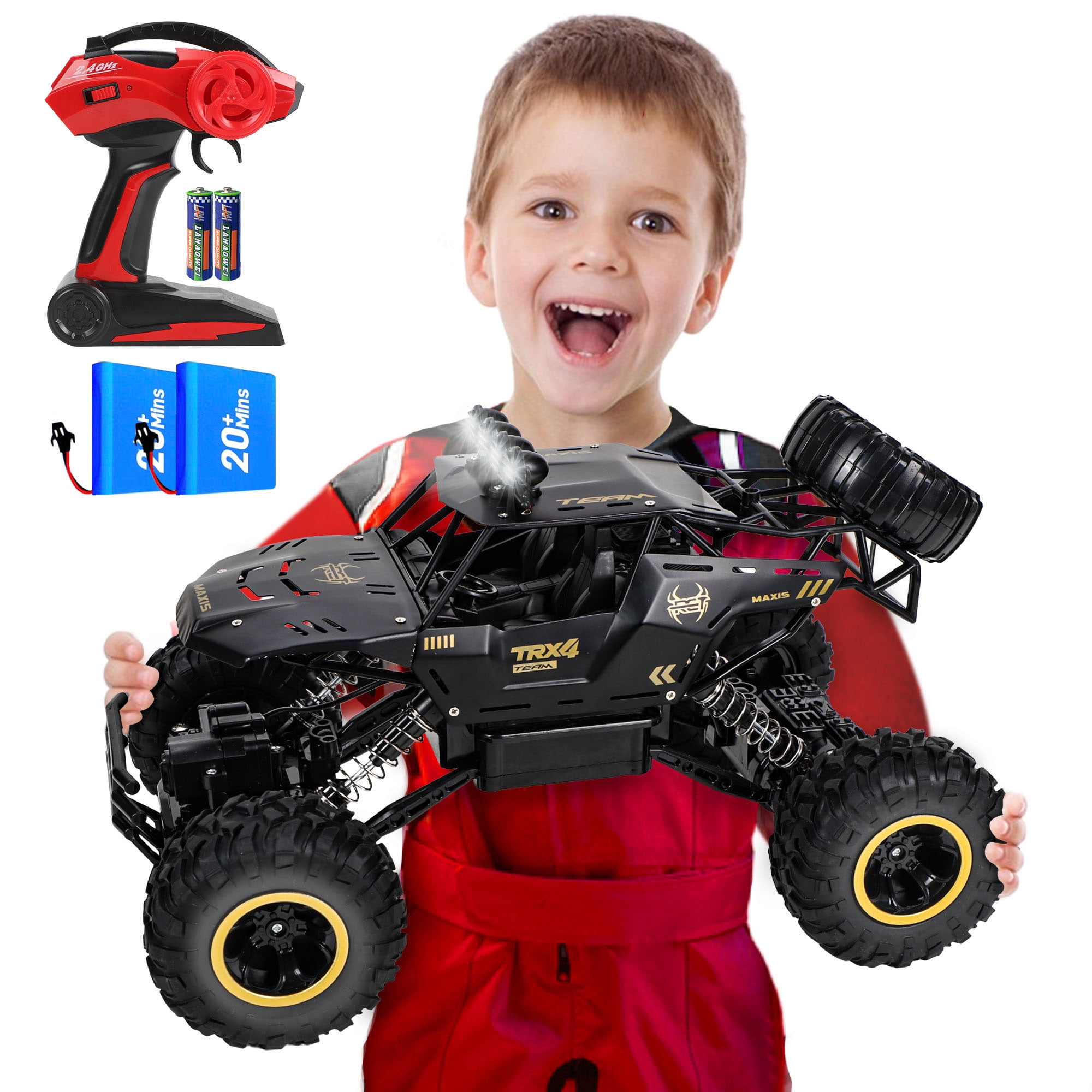 Wisairt 1:12 Large RC Cars,4WD Large Remote Control Monster Truck 2.4 GHz Alloy RC Cars for Kids Adults Age 6 + Birthday Gifts (Black)