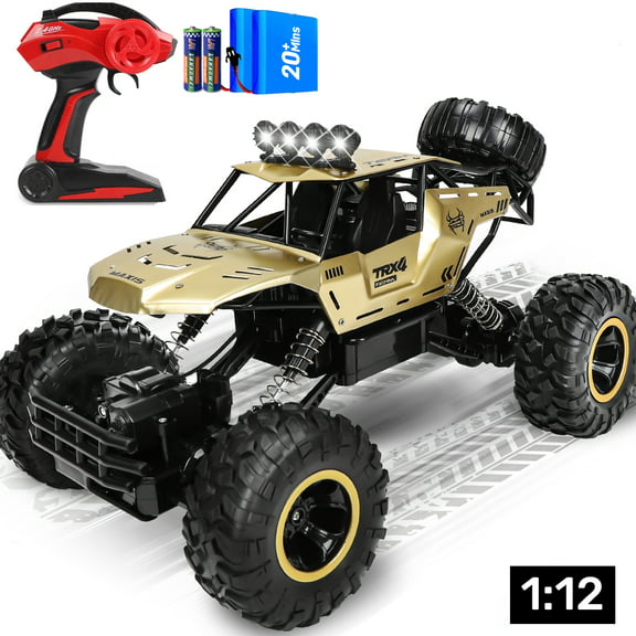 Wisairt 1:12 Large RC Cars, 4WD Large Remote Control Monster Truck 2.4 GHz Alloy RC Cars for Kids Adults Aged 6 + Birthday Christmas Gifts (Gold)