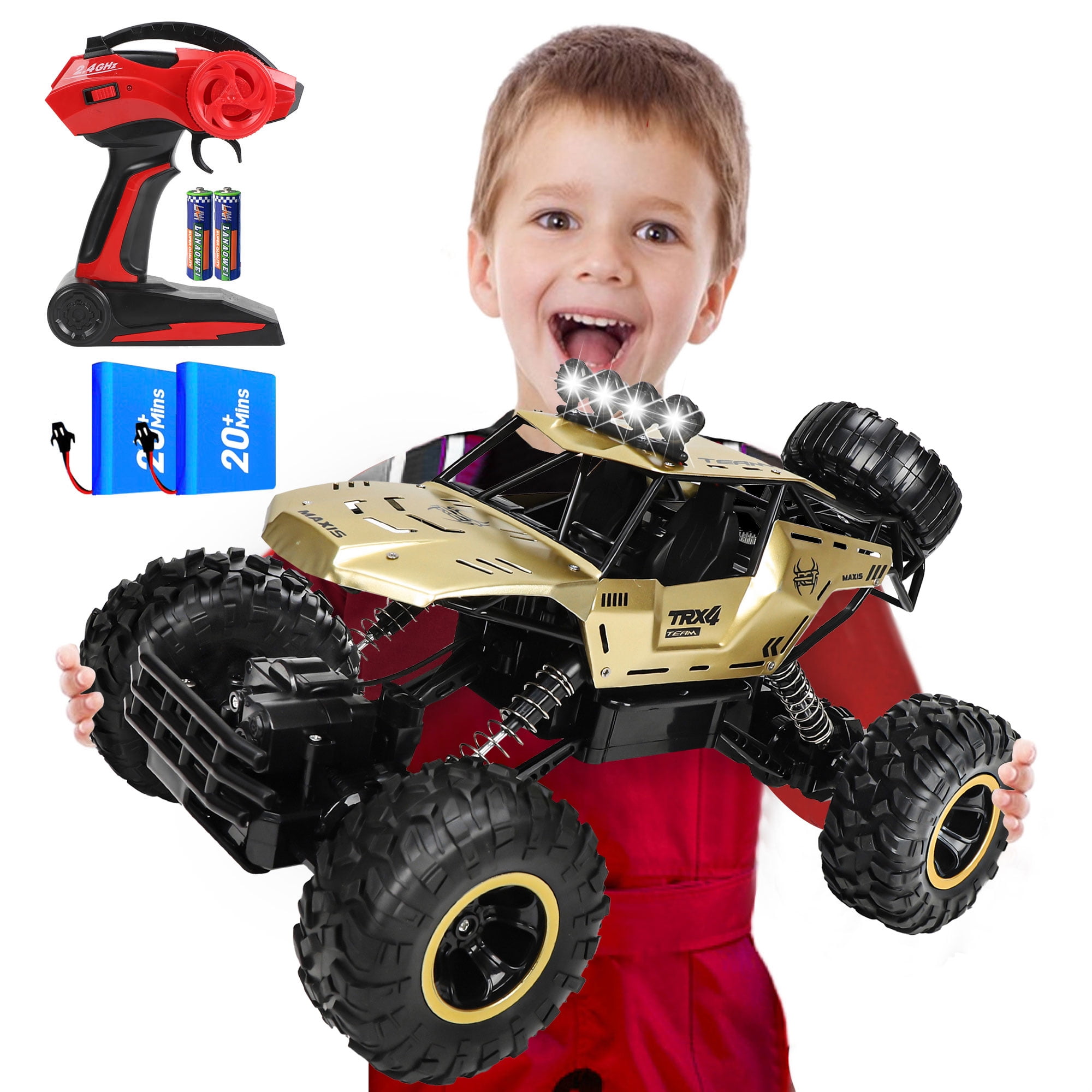 Wisairt 1:12 Large RC Cars, 4WD Large Remote Control Monster Truck 2.4 GHz Alloy RC Cars for Kids Adults Aged 6 + Birthday Christmas Gifts (Gold)