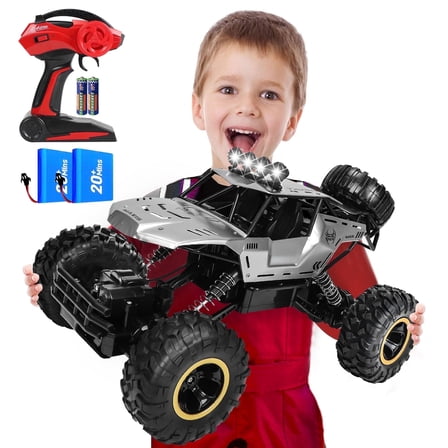 Wisairt 1:12 Large RC Car, 4WD All-Terrain Off-Road Remote Control Truck 2.4GHz Alloy Model for Ages 6+ Kids & Adults, Silver