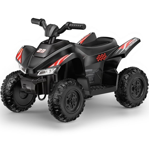 Wisairt 12V Kids ATV, Electric 4 Wheeler for Kids Ages 3-6, Dual Motor Ride On ATV with LED Lights, Music & Wireless Audio, Black