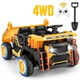 thumbnail image 1 of Wisairt 24V Ride On Dump Truck for Kids, 2 Seater 4WD Electric Truck, 4×200W Motors, Power Car Wheel with Remote Control, Automatic Dump Bed, Shovel, Music, Yellow, 1 of 10