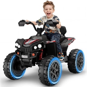 Wisairt 4WD ATV for Kids, 24 Volt Ride on Toys, Power ATV Wheels with 800W Motor, Music, Horn, LED Light for Big Kids Gift, Black