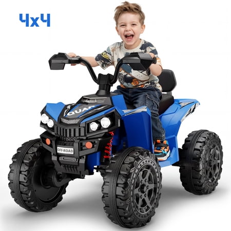Wisairt 24V Ride on ATV Toys, 4WD Kids ATV 4-Wheeler for Big Kids with 2 Seater, Electric Quad 800W Motor, Blue