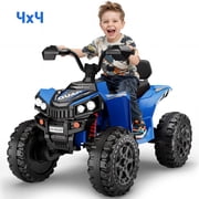 Wisairt 24V Ride on ATV Toys, 4WD Kids ATV 4-Wheeler for Big Kids with 2 Seater, Electric Quad 800W Motor, Blue