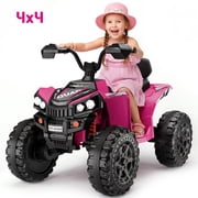 Wisairt 24V Ride on ATV Toys, 4WD Kids ATV 4-Wheeler for Big Kids with 2 Seater, Electric Quad 800W Motor, Pink