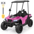 thumbnail image 1 of Wisairt 24V Kids Golf Cart, 4WD 2-Seater Electric Ride On Car for Big Kids, 4×200W Motors, Ages 3-8, Remote Control, Detachable Awning, Electric Dump Bed & Shovel, Pink, 1 of 12