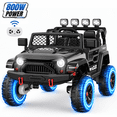 thumbnail image 1 of Wisairt 24V Kids Ride on Toys, 4WD 800W Power Car Wheels for Boys Girls with Remote, Electric Ride on Car for Kids with 2 Seater, Music, LED Lights, Seat Belt, 3-8 Years Old, Black, 1 of 9