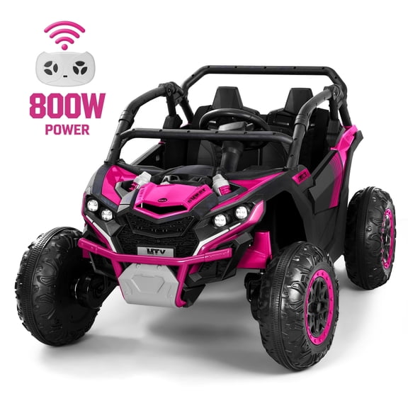 Wisairt 24V Ride on Toys 4WD Ride on Cars with Remote Control, 2 Seater Electric Car for Kids, Power Car Wheels, UTV w/ 4 Motors, Music, Lights, 3 Speeds, Pink