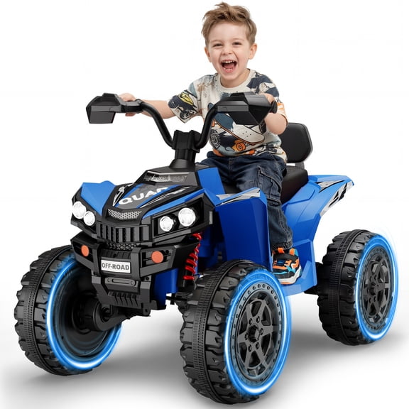 Wisairt 24V Ride on ATV Toys, 4WD Kids ATV 4-Wheeler for Big Kids with 2 Seater, Electric Quad 800W Motor, Blue