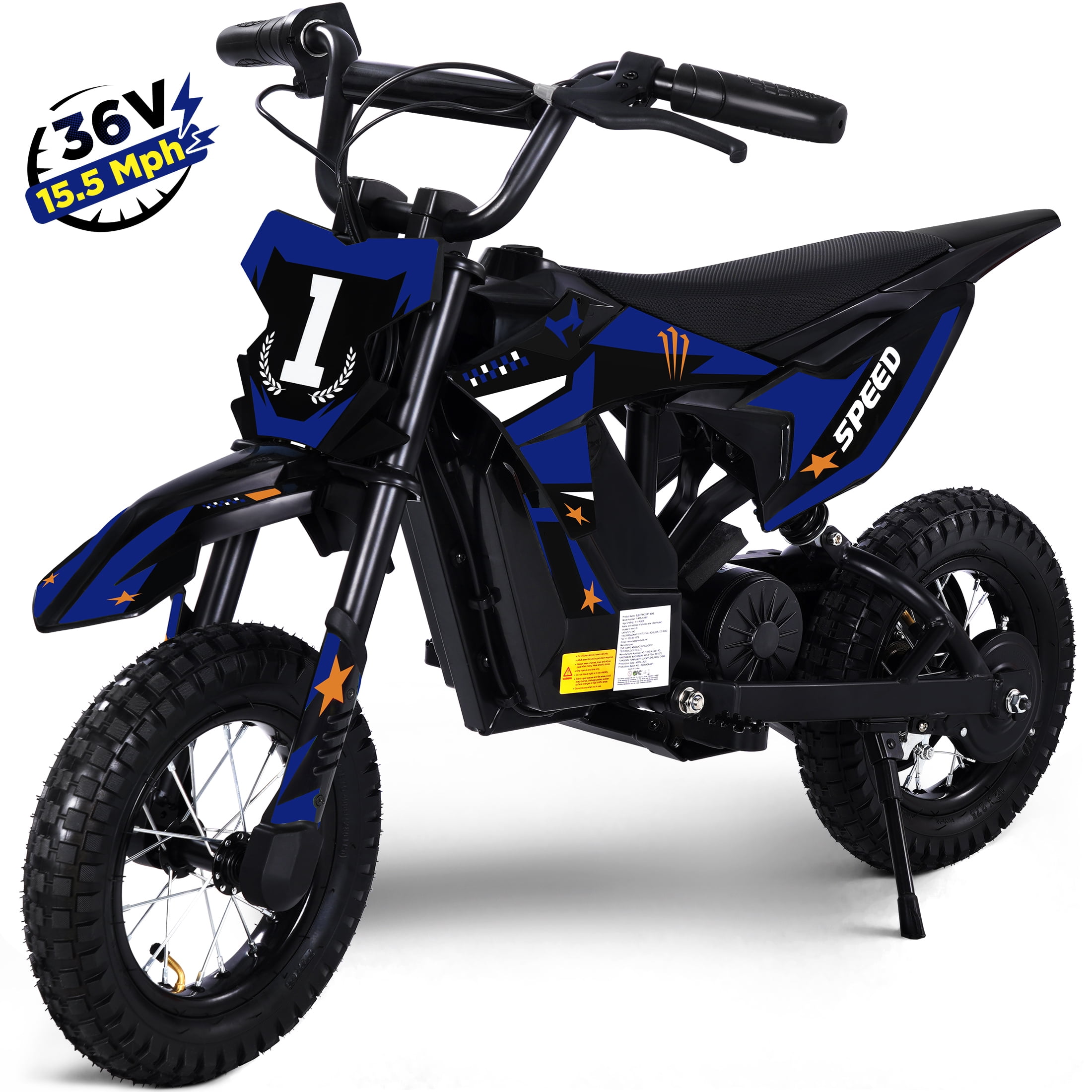 Wisairt 36V Kids Electric Dirt Bike, 15.5 mph High-Speed Electric Motorcycle Ride on Dirt Bike for Kids Aged 5-10, 133 lbs Max Load, 10-mile Range, Waterproof Seat, Twist Grip Throttle, Blue