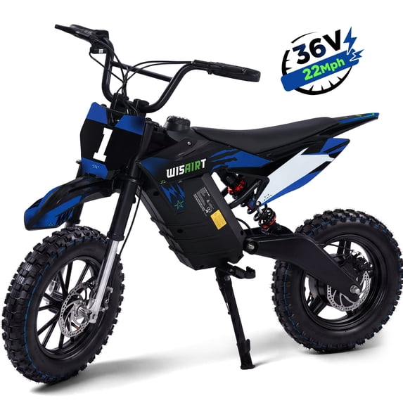 Wisairt 36V Electric Dirt Bike, 900W Electric Motorcycle for Teens, 22 MPH Speed & 16 Miles Range, 10.4Ah Battery Powered Ride on Dirt Bicycle with 16" Tire and Dual Disc Brakes, Ages 13+, Blue