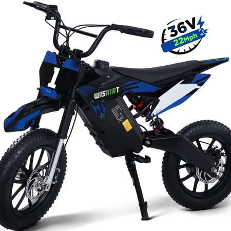 Wisairt 36V Electric Dirt Bike, 900W Electric Motorcycle for Teens, 22 MPH Speed & 16 Miles Range, 10.4Ah Battery Powered Ride on Dirt Bicycle with 16" Tire and Dual Disc Brakes, 220LBS Load, Blue