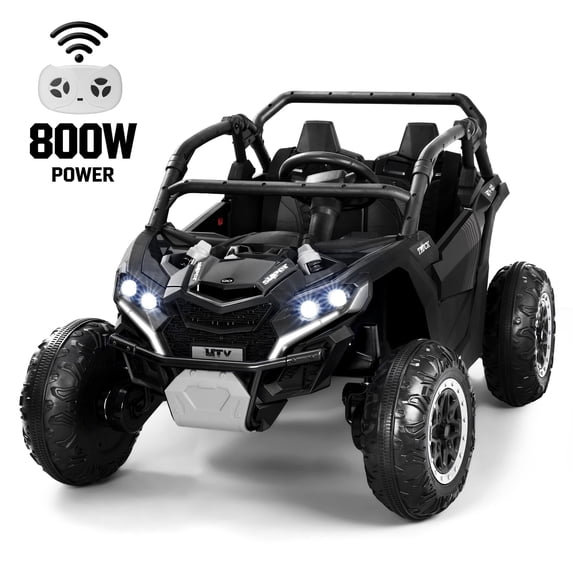 Wisairt 24V Ride on Toys 4WD Ride on Cars with Remote Control, 2 Seater Electric Car for Kids, Power Car Wheels, UTV w/ 4 Motors, Music, Lights, 3 Speeds, Black