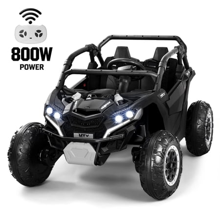 Wisairt 24V Ride on Toys 4WD Ride on Cars with Remote Control, 2 Seater Electric Car for Kids, Power Car Wheels, UTV w/ 4 Motors, Music, Lights, 3 Speeds, Black