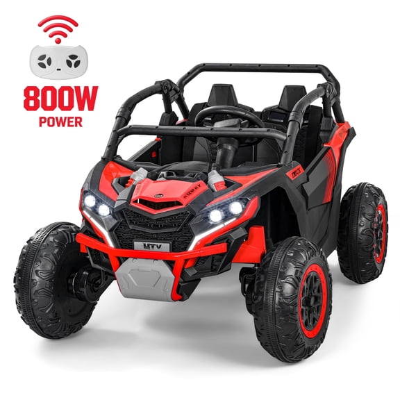 Wisairt 24V Ride on Toys 4WD Ride on Cars with Remote Control, 2 Seater Electric Car for Kids, Power Car Wheels, UTV w/ 4 Motors, Music, Lights, 3 Speeds, Red