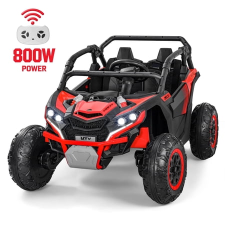 Wisairt 24V Ride on Toys 4WD Ride on Cars with Remote Control, 2 Seater Electric Car for Kids, Power Car Wheels, UTV w/ 4 Motors, Music, Lights, 3 Speeds, Red