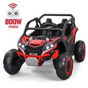 Wisairt 24V Ride on Toys 4WD Ride on Cars with Remote Control, 2 Seater Electric Car for Kids, Power Car Wheels, UTV w/ 4 Motors, Music, Lights, 3 Speeds, Red