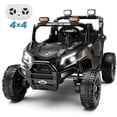 thumbnail image 1 of Wisairt 24V Ride on Toys 4WD Ride on Cars with Remote Control, 2 Seater Electric Car for Kids, Power Car Wheels, UTV w/ Four Motors, Music, LED Lights, Wireless Audio, 3 Speeds, Black, 1 of 11
