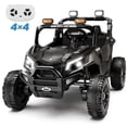thumbnail image 1 of Wisairt 24V Ride on Toys 4WD Ride on Cars with Remote Control, 2 Seater Electric Car for Kids, Power Car Wheels, UTV w/ Four Motors, Music, LED Lights, Wireless Audio, 3 Speeds, Black, 1 of 11