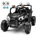thumbnail image 1 of Wisairt 24V Ride on Toys 4WD Ride on Cars with Remote Control, 2 Seater Electric Car for Kids, Power Car Wheels, UTV w/ Four Motors, Music, LED Lights, Wireless Audio, 3 Speeds, Black, 1 of 11