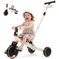 thumbnail image 1 of Wisairt 5-in-1 Toddler Tricycle with Push Handle for 1-3 Years, Toddler Bike, Kids Trike, Balance Bike with Adjustable Seat & Handlebar, Khaki, 1 of 8