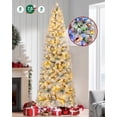thumbnail image 1 of Firstness 7.5ft Pre-Lit Artificial Pencil Christmas Tree with 400 Multicolor LED Lights,Snow Flocked Xmas Tree, 1 of 9