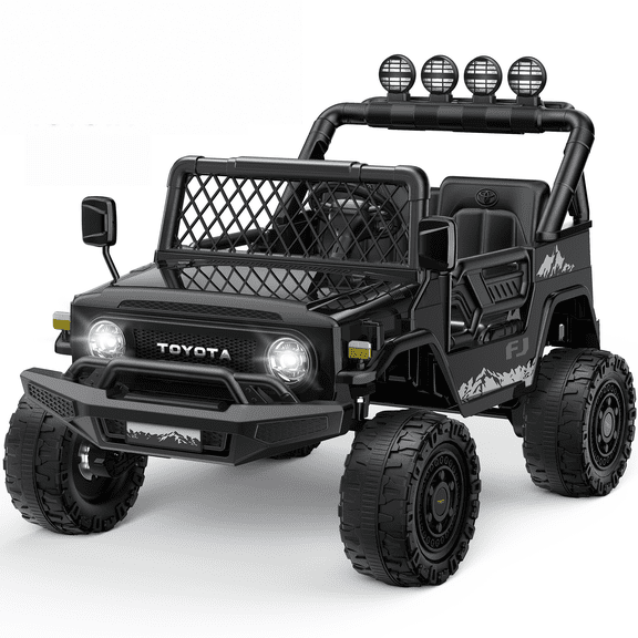 24V 800W Ride on Toys, Licensed Toyota FJ Ride on Cars with Remote Control, 4WD Power Car Wheels for Big Kids Boys Girls, 2 Seater Electric Car, Music, LED Light, Black
