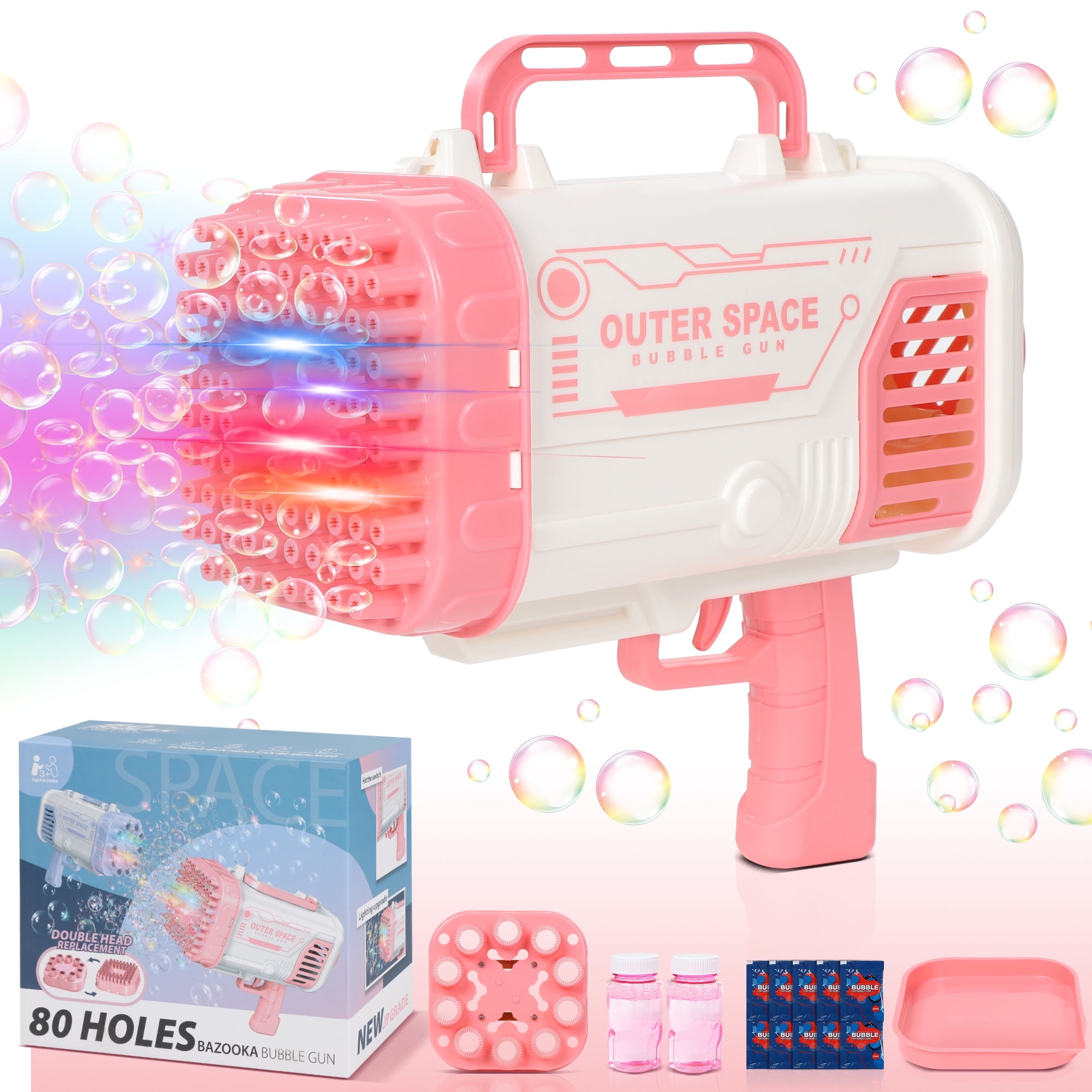 Wisairt 80 Holes Bubble Machine with Nozzles, Solution Wisairt 80 Holes Bubble Machine with Nozzles, Solution