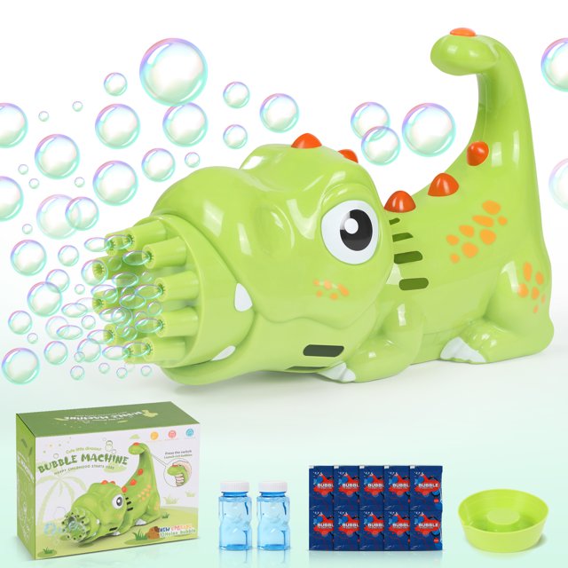 Wisairt Bubble Machine,Dinosaur Bubble Gun with 2 Bubble Solutions