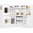 thumbnail image 1 of Wisairt Corner Wooden Play Kitchen for Kids, Interactive Pretend Play Kitchen with Realistic Lights & Sounds, 23 Pcs Cooking Accessories, Age 3+, White, 1 of 7