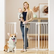 Vomeast 36in Tall Metal Baby Gates,29.93- 48.8in Extra Wide Auto Close Dog Safety Gates for Stair and Doorways,White