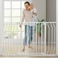 thumbnail image 1 of Wisairt Extra Wide Metal Baby Gates,29.5-48.8in Wide Auto Close Dog Safety Gate for Stair and Doorways,Pressure Mounted(White), 1 of 10