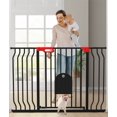 thumbnail image 1 of Vomeast Extra Wide Metal Baby Safe Gate with Pet Door for Stairway and Hallway,for Baby Toddler Age Group 6 to 24 Months(Black), 1 of 10