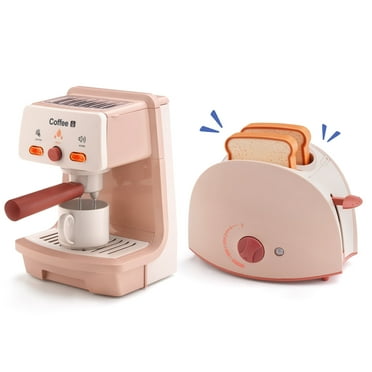 Wisairt Play Kitchen Set, 2Pcs Toy Kitchen Appliance w/Oven Coffee Maker for Toddler Kids, Khaki