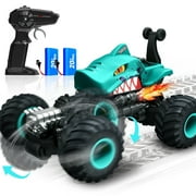 Wisairt Remote Control Monster Truck,1:14 4WD Remote Control Toys 360 Degrees Rotation Shark RC Car for Kids Boys Girls Age 3 4 5 6 8-12 Birthday Gifts(Blue)
