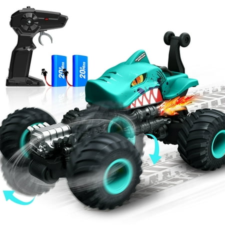 Wisairt Remote Control Monster Truck,1:14 4WD Remote Control Toys 360 Degress Rotation Shark RC Car for Kids boys girls Age 3 4 5 6 8-12 Birthday Christmas Gifts(Blue)