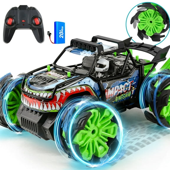 Wisairt Remote Control Monster Truck,1:16 RC Drift Car 4WD Stunt Car Toys for Kids Aults 3+ Birthday Gifts(Green)