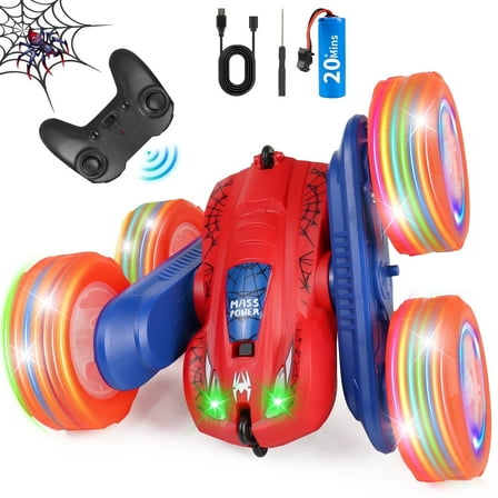 Wisairt Spider RC Stunt Car 4WD Remote Control Car, Double-Sided Driving 360 Degree Flip Rotating Monster Car, Christmas Easter Birthday Party Gifts Toys for Kids Aged 3+