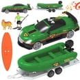 thumbnail image 1 of Wisairt Transport Toys Car with Boat Trailer Vehicle Playset,Toys with Sounds and Light for Kids Aged 3+ Birthday Party Gifts(Green), 1 of 8