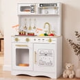 thumbnail image 1 of Wisairt Wooden Play Kitchen for Kids, Pretend Play Kitchen with Realistic Sounds & 17-Piece Accessory Set, White, Age 3+, 1 of 9