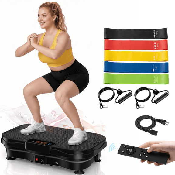Furaso Vibration Plate Exercise Machine,5 Resistance Bands & Remote Control 330 lbs Capacity Whole Body Workout Platform for Weight Loss, Muscle Toning & Home Fitness