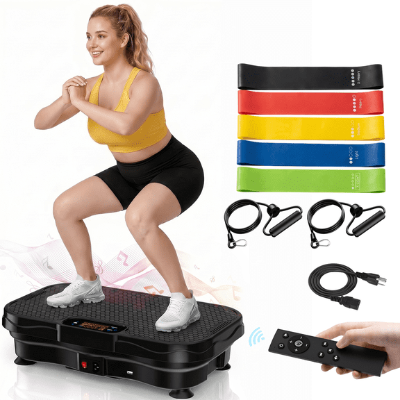 Furaso Vibration Plate Exercise Machine,5 Resistance Bands & Remote Control  330 lbs Capacity Whole Body Workout Platform for Weight Loss, Muscle Toning & Home Fitness