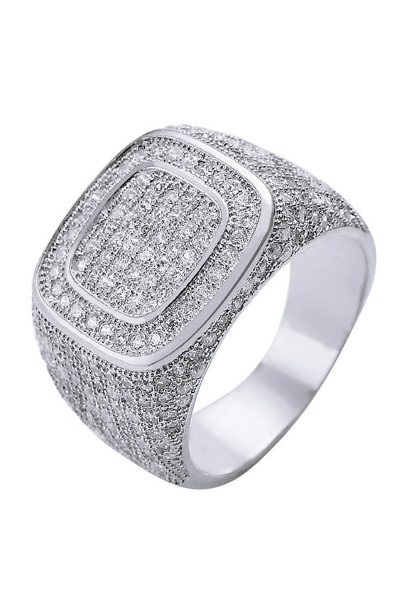 18K Gold Plated Bling Pinky Ring Simulated Diamond Iced Out Ring CZ Punky Rappers Ring Star Dollar Sign Hip Hop Ring for Men