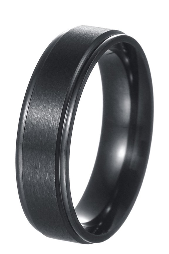6mm Titanium Ring Titanium Steel Mens Wedding Band Brushed Black Comfort Fit 6-12 Matte Finished Engagement Band Classical Simple Plain Ring