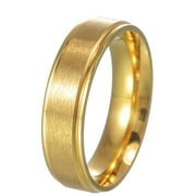 Wisbal 6mm Titanium Ring Titanium Steel Mens Wedding Band Brushed Gold Comfort Fit 6-12 Matte Finished Engagement Band Classical Simple Plain Ring