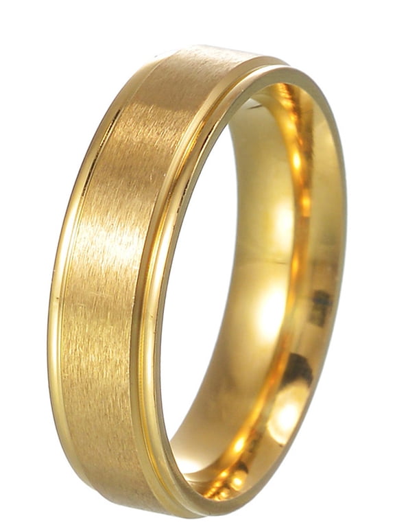 6mm Titanium Ring Titanium Steel Mens Wedding Band Brushed Gold Comfort Fit 6-12 Matte Finished Engagement Band Classical Simple Plain Ring