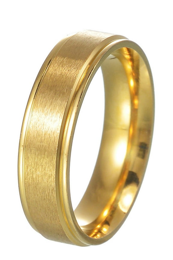 6mm Titanium Ring Titanium Steel Mens Wedding Band Brushed Gold Comfort Fit 6-12 Matte Finished Engagement Band Classical Simple Plain Ring