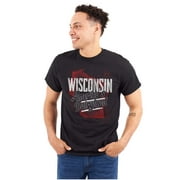 Wisconsin America Dairyland Map Shape Men's Graphic T Shirt Tees Brisco Brands S